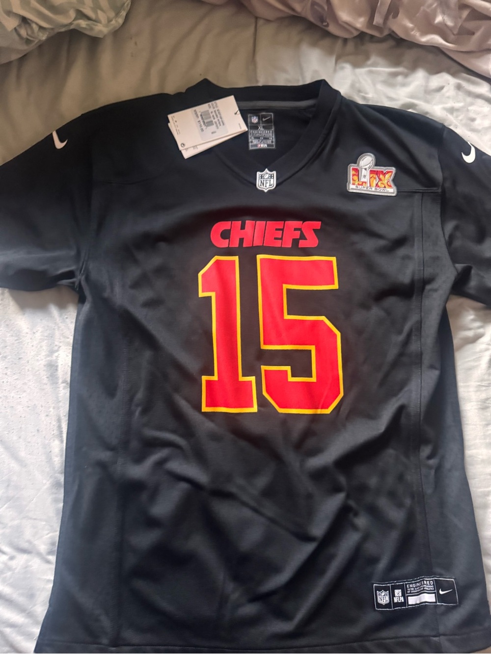 NFL Black Jersey with Red Chiefs Lettering Boys XL